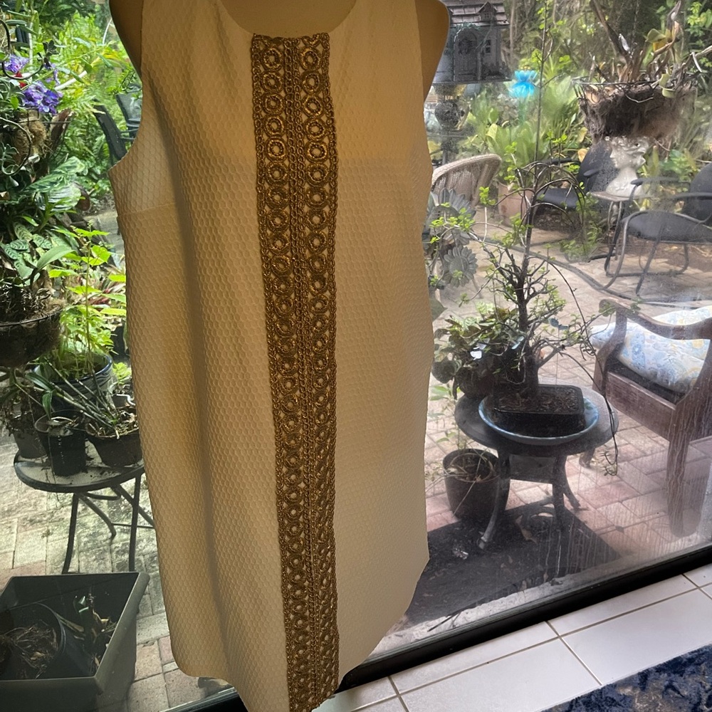 Pappagallo White Dress with Gold Center Lace